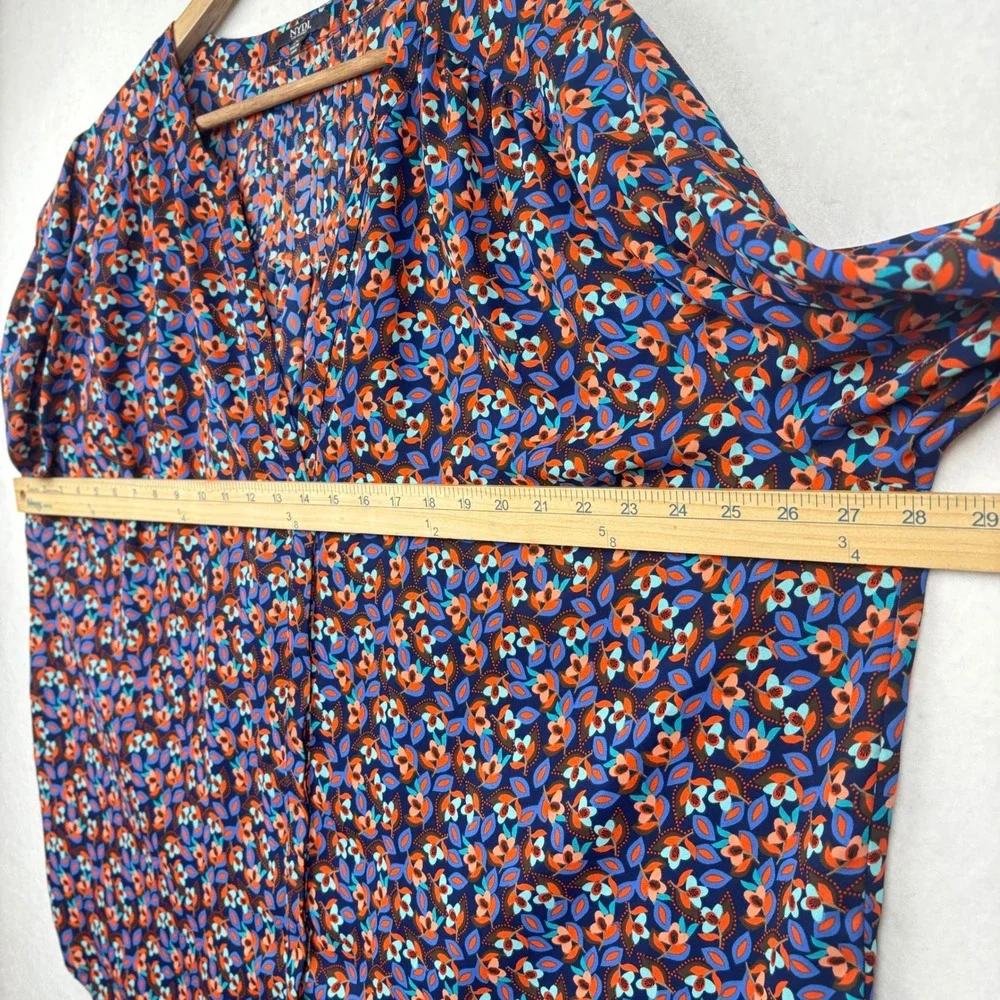 NYDJ Blouse Womens 2X Floral Pleated Back Relaxed Fit